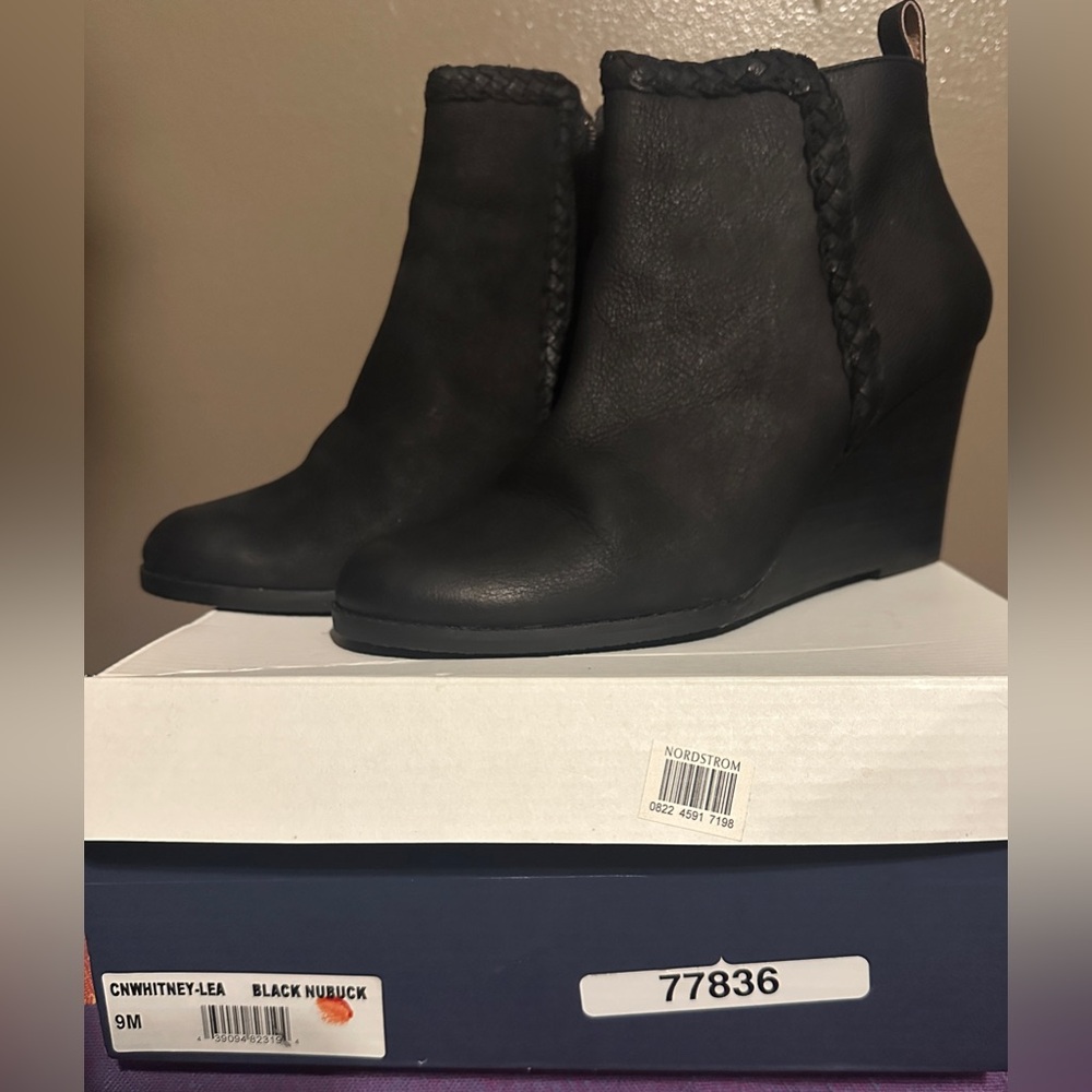Caslon Black Nubuck Wedge Ankle Boots- Genuine Leather
